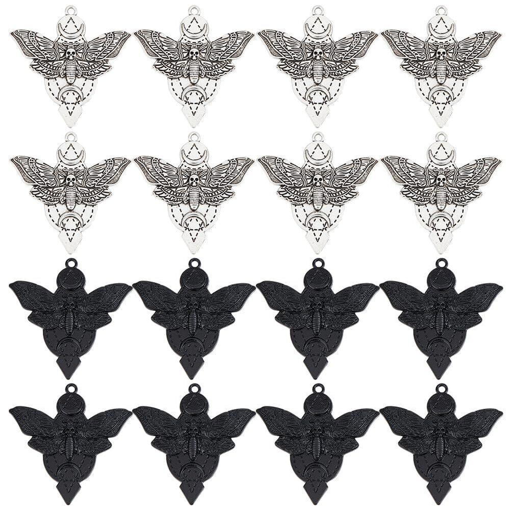 2804 1 BOX 20PCS Moth Charms Bulk Goth Butterfly Charm Halloween Gothic